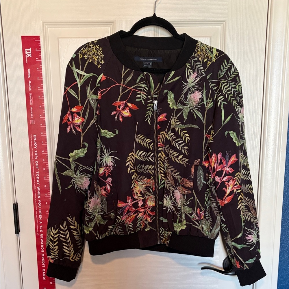 French Connection Botanical Print Bomber Jacket